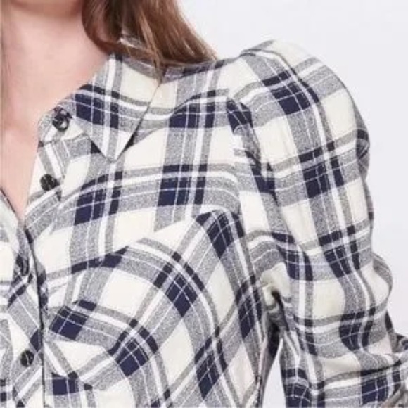 Veronica Beard Black and White Plaid Button Down Shirt - Picture 2 of 6